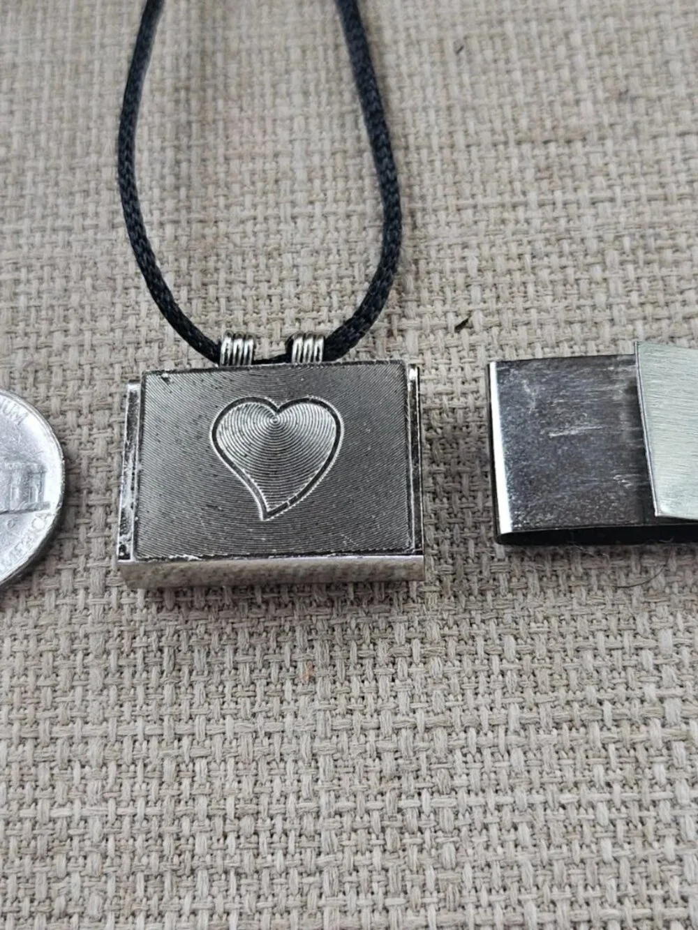 Taweez Keeper Pendant Necklace Silver Tone Fashion Jewelry W/ Black Cord